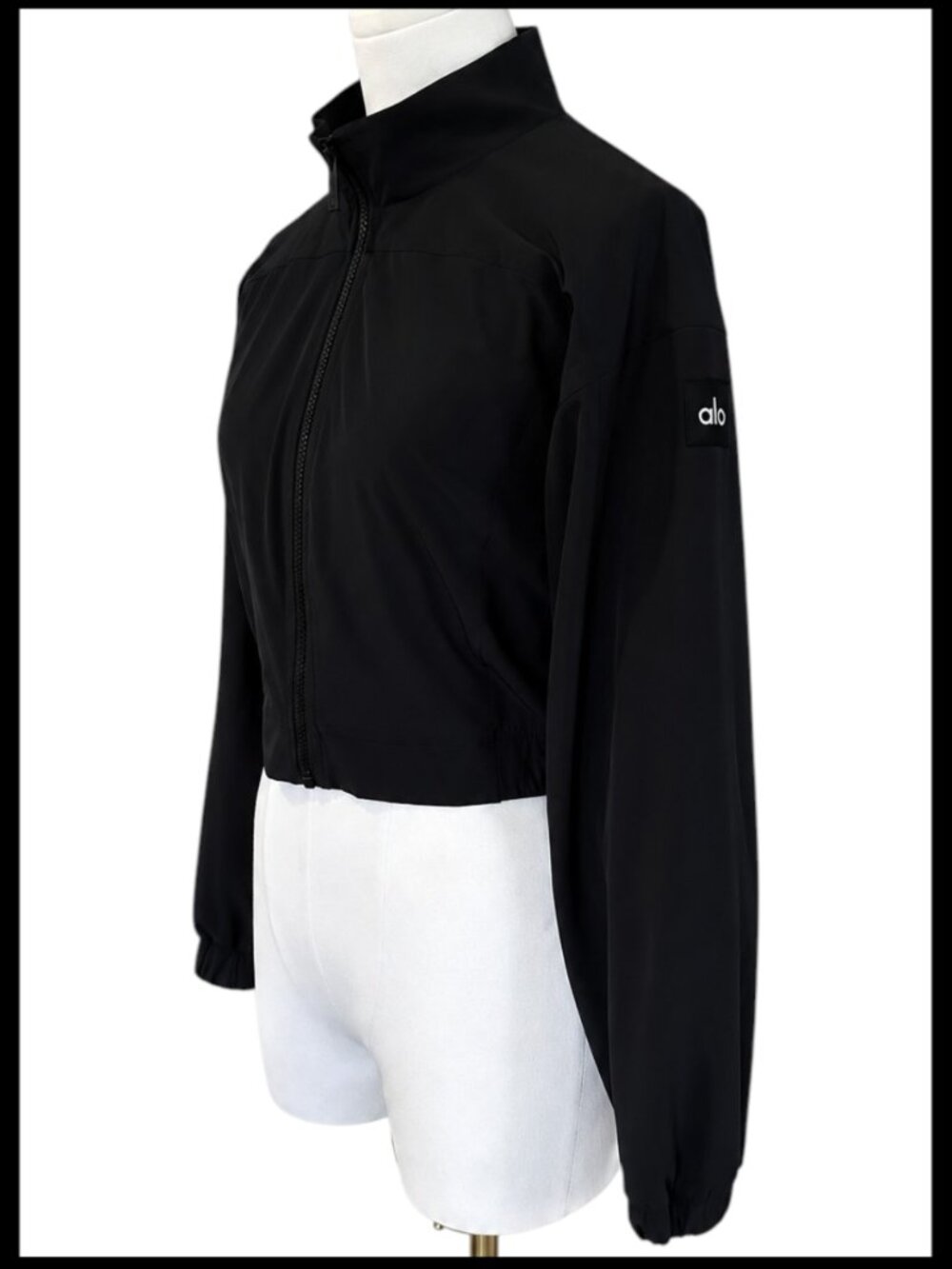 Alo Yoga Clubhouse Cropped Jacket Black Mesh Lined XS - Picture 4 of 16